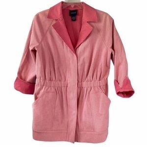 Doncaster Pink Pin Striped Jacket with Cinched Waist Large